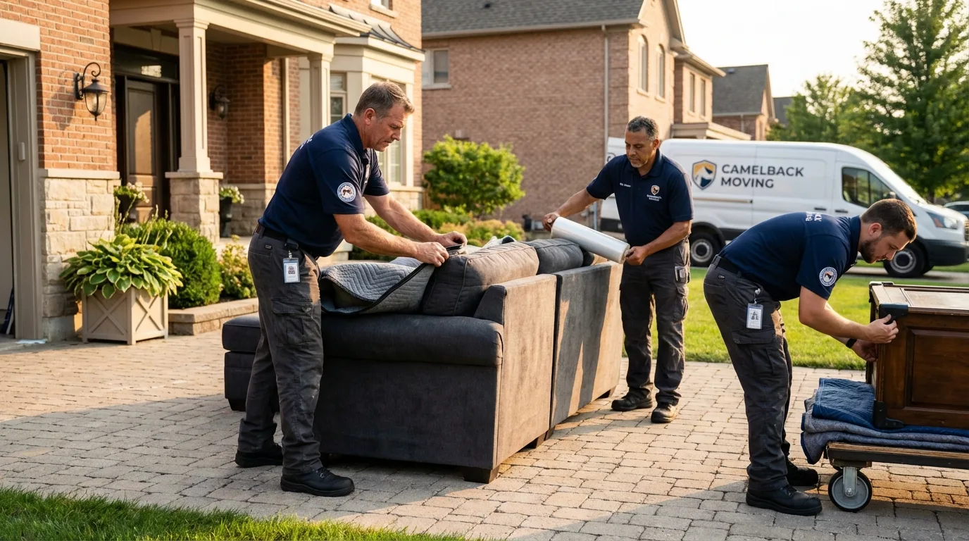 Large estate moving crew wrapping furniture in Sloatsburg, NY
